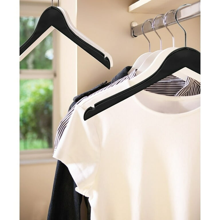 Black Wooden 17 Inch Flat Coat/shirt Hanger With Chrome Hook 100 Pack  600BK2 