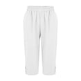 thumbnail image 6 of HKYNLAG Linen Capri Pants for Women Pull On Summer Straight Leg Petite Capris Knee Length Beach Shorts with Pockets White 2XL, 6 of 6