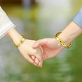 thumbnail image 2 of Uloveido Gold Plated His and Hers Square Heart Lock Bracelet Matching Bangles Set for Him and Her, Cuban Chain Bracelets for Couples Y853(gold), 2 of 7