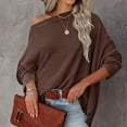 thumbnail image 5 of Baqcunre Womens Sweaters Womens Oversized One Shoulder Long Sleeve Blouse Pullover Tunic Sweaters Tops Tops For Women 2023 Hoodies For Women Coffee XXL, 5 of 5