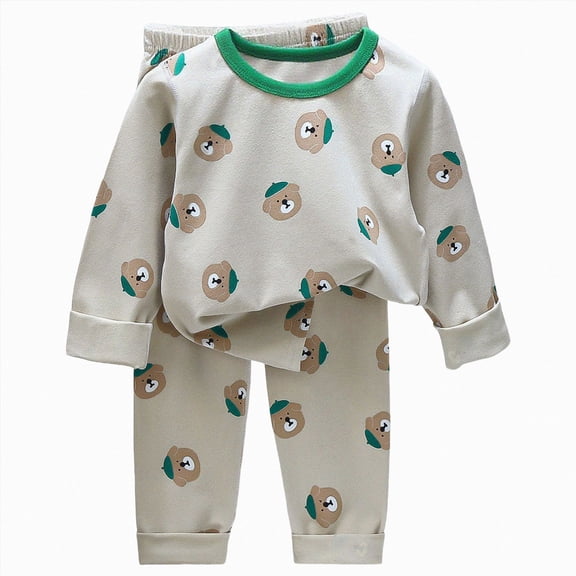 TOWED22 Toddler Boys Girls Pajamas Set 2Pcs Long Sleeve Cotton Print Top and Pants Soft Sleepwear Pjs Jammies Fall Winter 3 6 9 12 18 24 Months 2 3 4 5 6 7 8 9 Years(Green,8-9 Y)