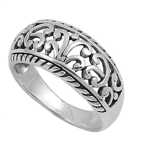 925 Sterling Silver Braided Edges Filigree Abstractionism Ring Size 6