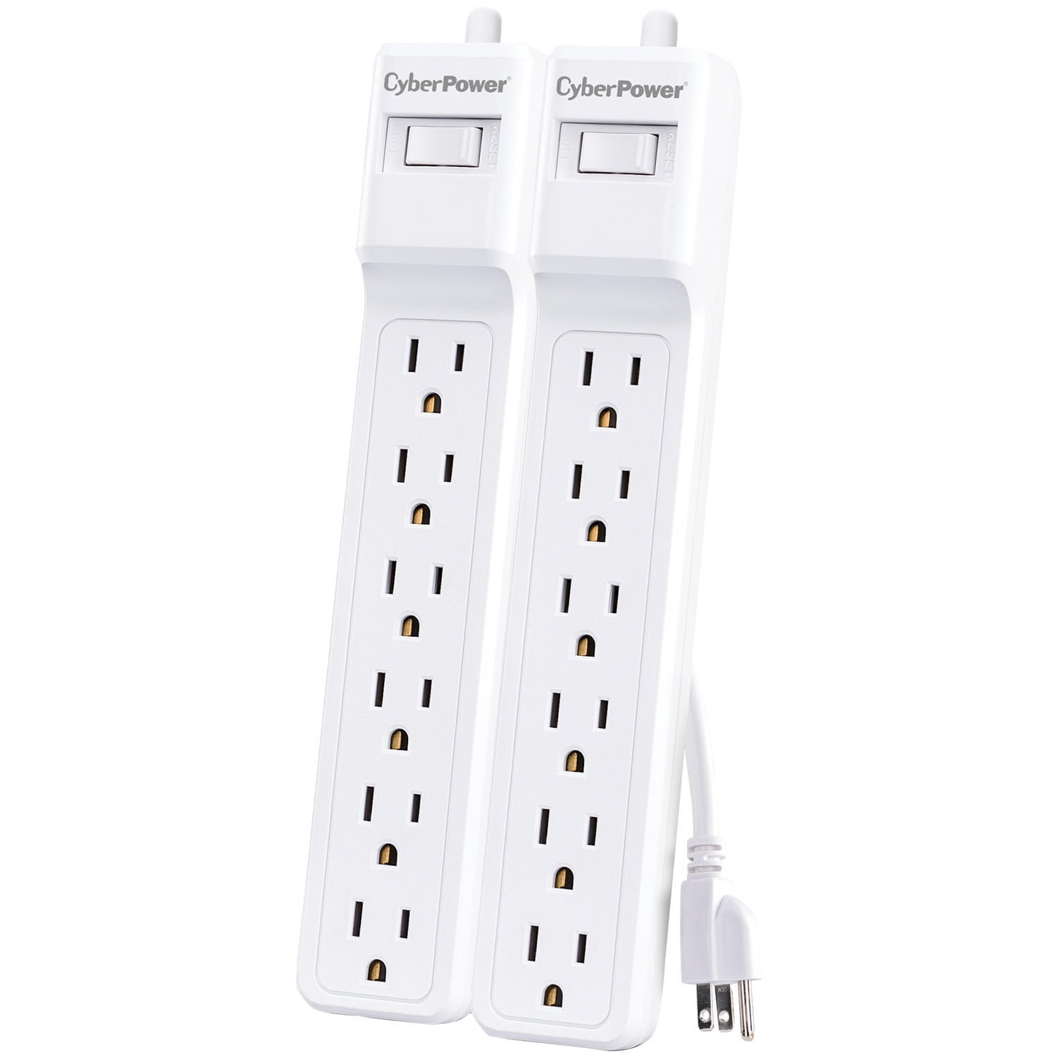 6 Outlets 1500J/125V 15 ft Power Cord White CyberPower B615 Essential Surge Protector