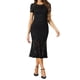 thumbnail image 1 of INSPIRAR CHIC Vestido de encaje elegante para mujeres, vestido de cóctel midi de manga corta, vestido de sirena ajustado negro XS, 1 of 5