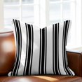 thumbnail image 2 of Throw Pillow Covers, Black Striped Decorative Throw Pillow Covers 18x18 Inch, Farmhouse Aesthetic Modern Stripes Square Linen Pillow Cases for Couch/Living Room/Sofa, 2 of 9