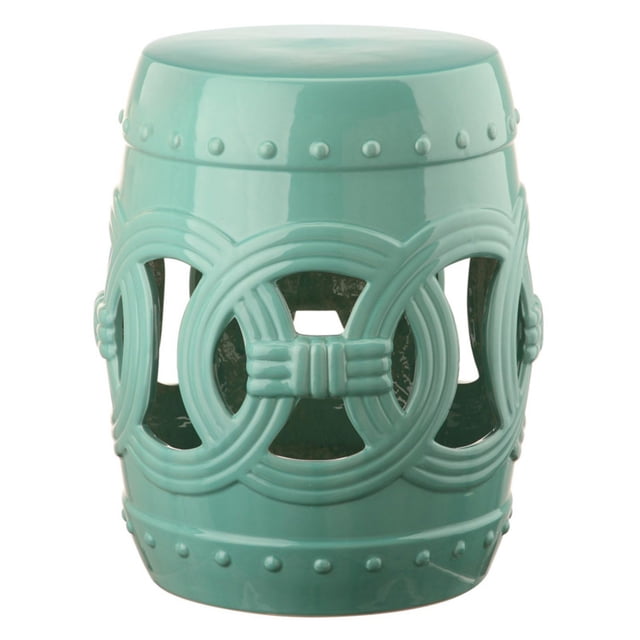 Safavieh Double Coin Ceramic Decorative Garden Stool, Light Blue