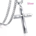 thumbnail image 4 of HOOUN Punk Cross Pendant Necklace Stainless Steel Cuban Chain Men Charm Jewelry Gifts-Silver&Black, 4 of 7