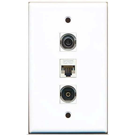 RiteAV - 1 Port Toslink 1 3.5mm 1 Cat5e Ethernet White Wall Plate