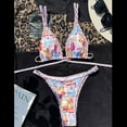 thumbnail image 3 of Aayomet Maillots de Bain pour Femmes 2 Pcs Haut à Bretelles Spaghetti Maillot de Bain String (Rose, m), 3 of 5