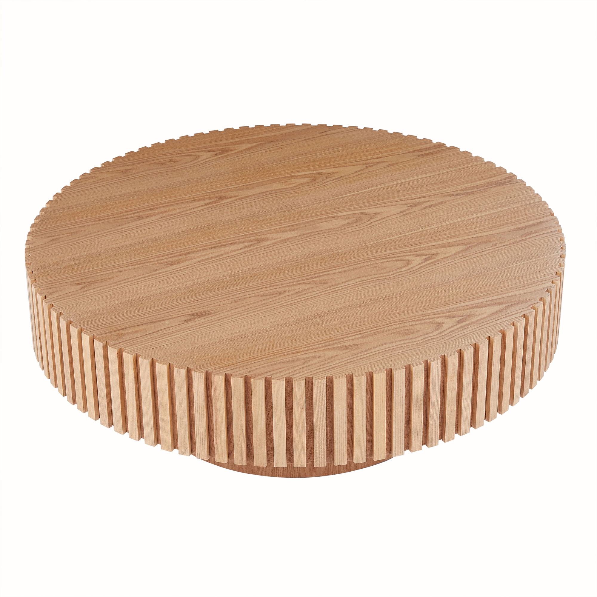 Kevinplus 39.37 Inch Round Coffee Table, Small Coffee Table for Living Room, Natural