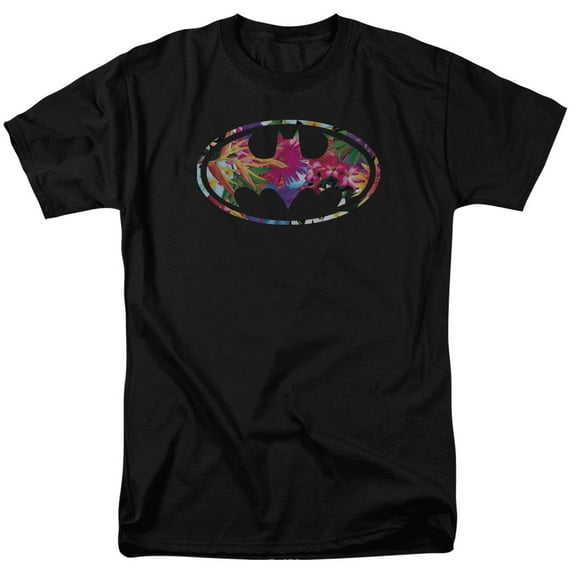 Batman Hawaiian Shield S/S Adult 18/1 T-Shirt Black