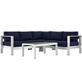 thumbnail image 1 of Modway Shore 4-Piece Aluminum Outdoor Patio Furniture Sectional, Navy, 1 of 8