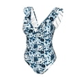 thumbnail image 4 of Yiaed Daisies Flowers Print Women's Ruffled One Piece Swimsuit V Neck Swimwear Slimming Monokini for Woman-Large, 4 of 8