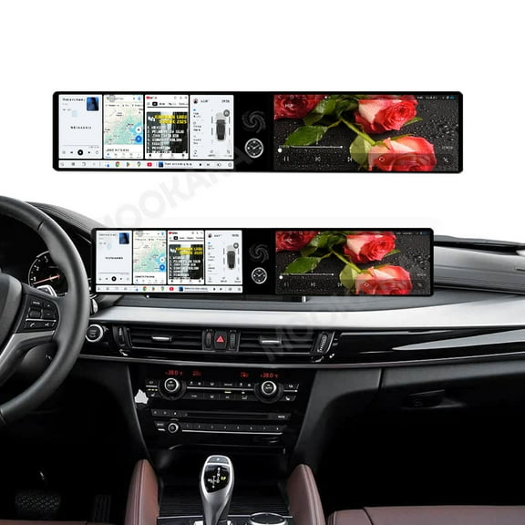 MOOKAKA 12.3" 12.3" Smart Display Radio Audio Media Player for BMW X5 X6 2014-2018 Models Universal Car Navigation GPS Upgrade Headunit Android Replacement HD Screen Carplay Accessories