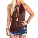 thumbnail image 1 of Sonducket Mujer Cuello Halter Recorte Hueco Sin Mangas Color Sólido Camisa Prendas para la parte del cuerpo Café SG, 1 of 6