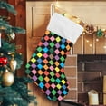 thumbnail image 5 of Coolnut 1 Pack Christmas Stockings 17.7 Inches Colored Squares Rainbow Large Size Xmas Cable Stocking Gifts & Decorations for Family Holiday Xmas Party, 5 of 6