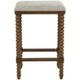 thumbnail image 6 of DecMode Fabric Counter Stool with Traditional Wood Perle Legs and Beige Cushion, Brown, 6 of 10