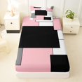 thumbnail image 4 of Castle Fairy Geometric Overlap Block Twin Sheets 3pcs,Minimalist Square Segment Bedding,Pink Gray Black White,1 Flat Sheet, 1 Fitted Sheet and 1 Pillowcase, 4 of 7
