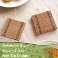thumbnail image 4 of BambooMN Premium Bamboo Matchstick Coasters - 4.25" x 4.25" - Dark Tan - 32 Pieces, 4 of 9