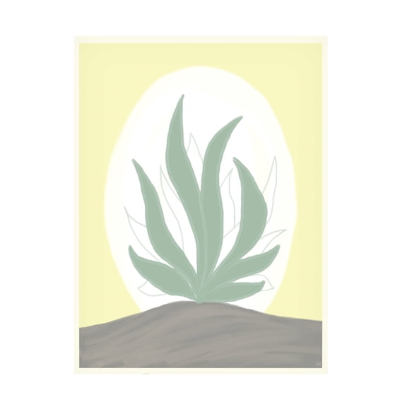 Canvas Wall Art - Line and Brush 'Sun Fire Aloe' Wall Art for Living Room, Bedroom, or Office Décor by Trademark Fine Art - 14 x 19 Inches