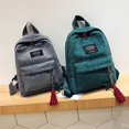 thumbnail image 4 of Fashion Woman Mini Simple Corduroy Backpacks Campus Style Pure Color Capacity Double Shoulder Bag Solid Color Corduroy Backpack 02, 4 of 6