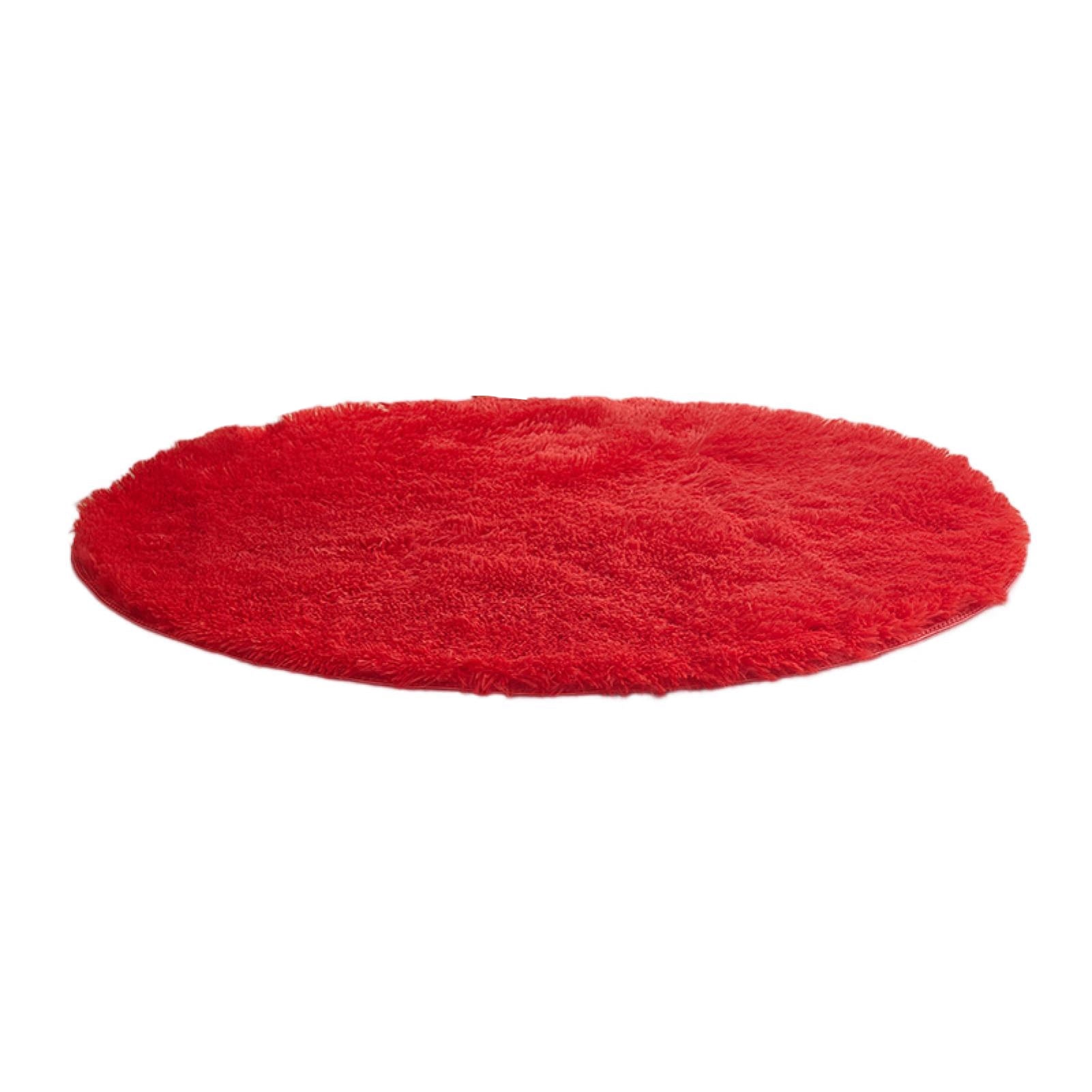 Hesroicy Floor Rug Fluffy Round Long Hair Solid Color Good Moisture Absorption Decoration