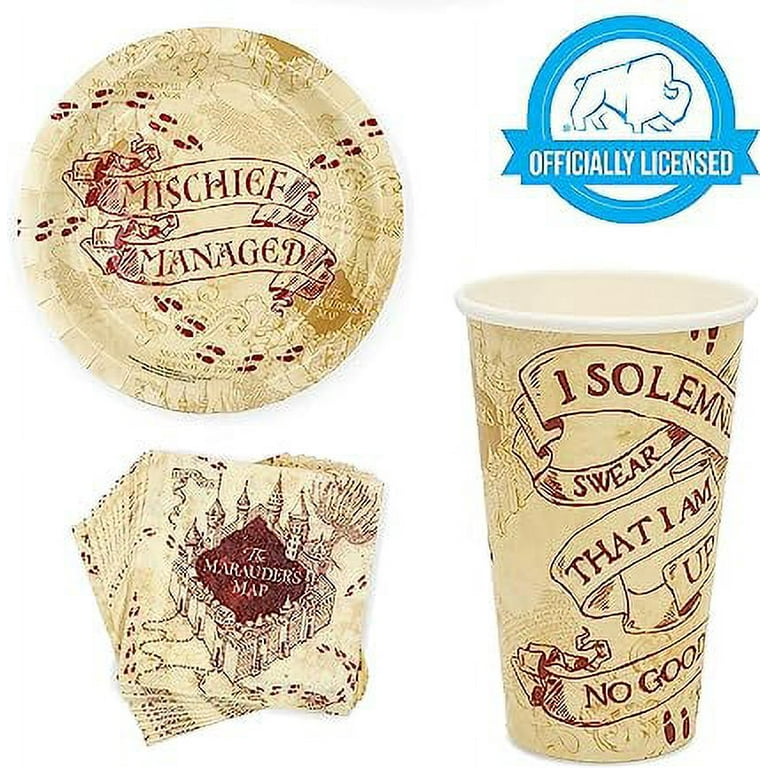 Harry Potter Mischief Managed Party Tableware, Paper Plates Cups Napkins  Party Pack Set, 60 Piece 