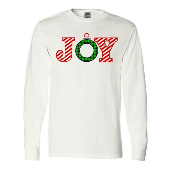 Inktastic Joy Christmas Ornament with Candy Cane Stripes Long Sleeve T-Shirt