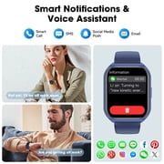 Mingdaln 2025 New 1.85-inch Men Women's Smartwatch with Answer/Make Calls/120+ Sport Modes/Message Reminder, IP68 Waterproof,Fitness Tracker fits for Android iPhone Devices(Blue)