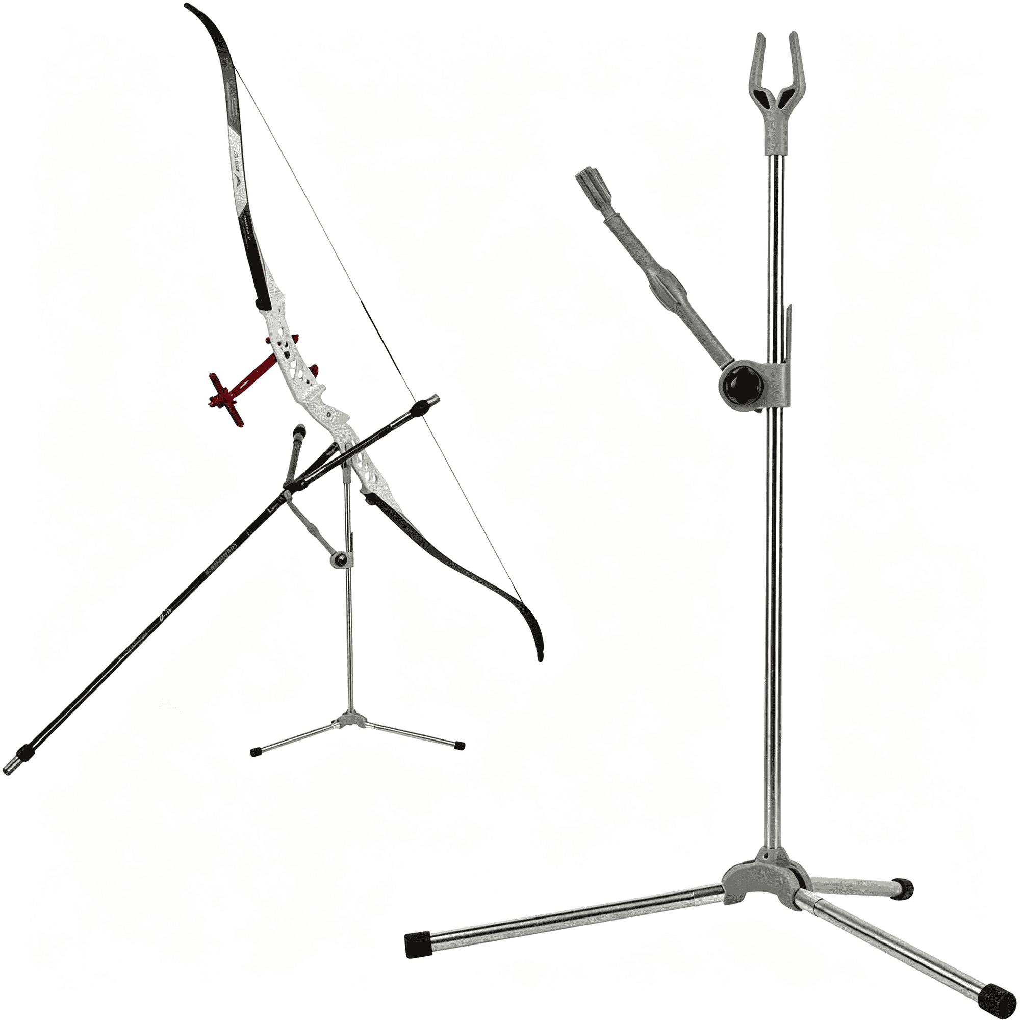 BESTSKY Stainless Recurve Bow Stand – Foldable Bow Stand Triangular Structure Stable Archery Stand with Stabilizer Bar Support for Archery Bow Indoor Outdoor Hunting Shooting Accessories