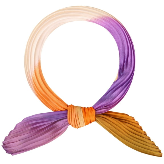 INSPIRE CHIC Women Pleated Gradient Contrast Color Scarves, Colorful Long Strechy Satin Neck Scarf Neckerchief 92x35cm/36.2x13.8"(LxW) Colorful-1