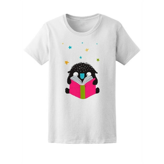 Cute Black Monster Reading Tee Women's -Image by Shutterstock