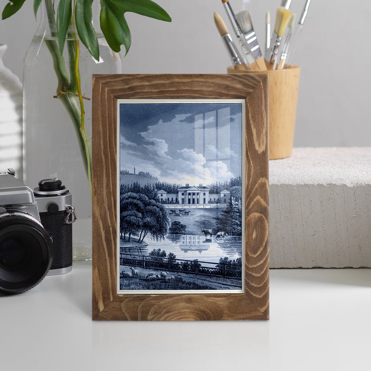 Estate View I -Framed Print w/glass-Walnut