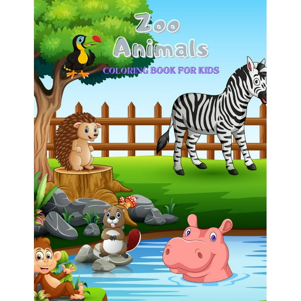 Zoo Animals - Coloring Book : 100 Coloring Pages For Kids Ages 4-8  (Paperback) 