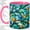 Pink, variant on Teal Leaf Pattern Accent Mug, 11oz Ceramic Coffee Cup for Plant Lovers