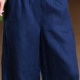 thumbnail image 5 of Antinious Ladies Solid High Waist Elastic Wide Leg Relaxed Side Pocket Casual Capris, 5 of 5