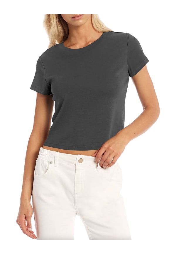 Womens Active Lifestyle High Waisted Short Sleeve Yoga Dance Tee Shirt