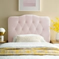 thumbnail image 2 of Contemporary Modern Urban Designer Bedroom Twin Size Tufted Headboard, Velvet Fabric, Pink, 2 of 5