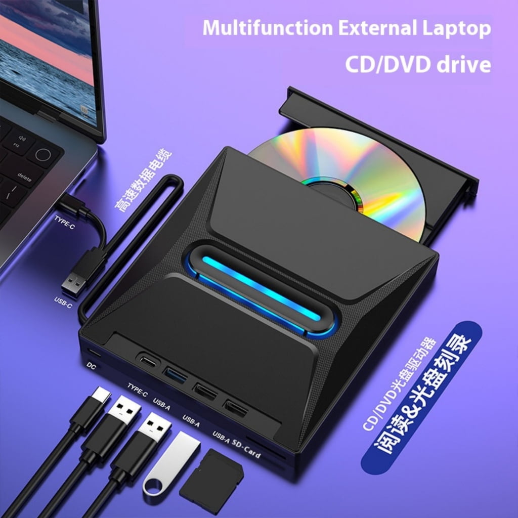 External Disk Drive USB3.0 Fast Transfer Disc Burning Player 7 In 1 Functionality For PC Desktop Devices