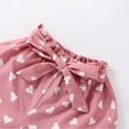 thumbnail image 7 of KVPLBQFD 2 Piece Set for Girls Off Shoulder Ruffle Trim Short Sleeve Elastic Waist Bowknot Shorts Outfit Kids Trendy Heart Print Sets Toddler Summer Clothes, 7 of 7