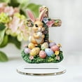 thumbnail image 2 of Cadancy Easter Decorations Cross Bunny Holding Eggs with Floral Decor 2D Acrylic Standing Piece Holiday Festival Ornament Home Desktop Spring Celebration Decoration, 2 of 9