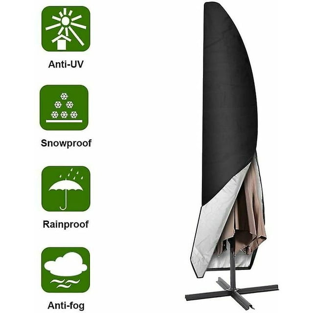 Waterproof parasol cover in Oxford fabric, 265 cm high, black color.
