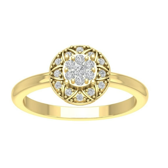 ARAIYA FINE JEWELRY 10K Yellow Gold Cluster Lab Grown Diamond Halo Band Ring (1/4 cttw, D-F Color, VS Clarity), Size 8
