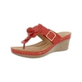 thumbnail image 2 of Good Choice Womens Flora Faux Leather Thong Wedge Sandals, 2 of 4