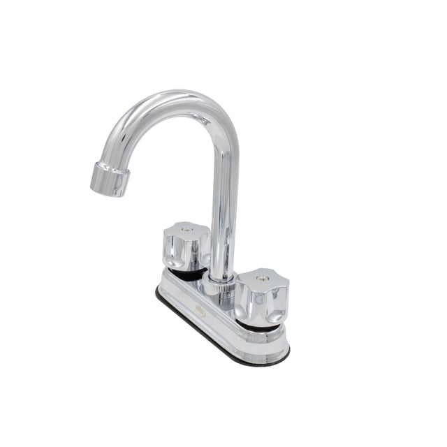 Mezcladora Para Lavabo 4 Cuello Alto Acero Inoxidable Plateado Cromado