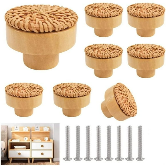 Bohemian Style Cabinet Hardware Pulls, Unique Bohemian Design Adds A Rustic Vintage Flavor To Your Furniture, Easy To Install Wooden Drawer Knobs Handmade Woven For Cabinets And