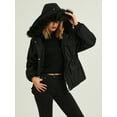 thumbnail image 3 of hirigin Women's Winter Parka Jacket, Long Sleeve Drawstring Waist Zipper Closure Loose Plush Hood Coat with Big Pocket, 3 of 9