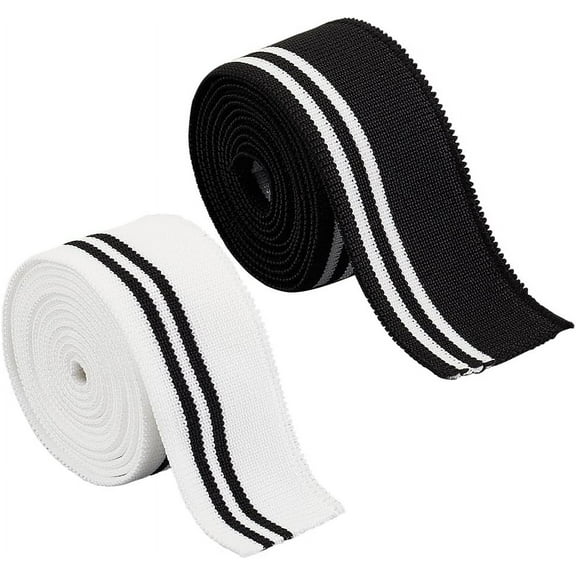 1 Bag 4 PCS 2 Colours Ribbed Cuffs Stretch Stripes 43.3x1 inch Elastane Ribbed Fabric Sewing Knit Ribbed Cuffs for DIY Sewing Belt Cuffs Belts Collar Inserts 1.5mm Thick for diy Mixed Color