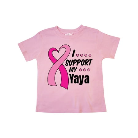 

Inktastic Breast Cancer Awareness I Support My Yaya with Pink Ribbon Gift Toddler Boy or Toddler Girl T-Shirt