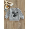 thumbnail image 2 of Infant Baby Boys Girls Outfits Crewneck Sweatshirt Mama's Coffee Date Letter Pullover Sweater Fall Winter Clothes, 2 of 8